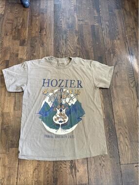 Hozier Unreal Unearth 2025 Guitar Tour T‑Shirt, Brown, Two‑Sided Print, Large